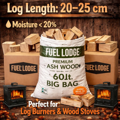 logs for wood burner; kiln dried hardwood logs; ash wood; instant burning firewood