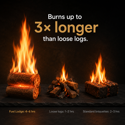 Heat Logs Wood Briquettes – 20kg Eco Hardwood Fuel Logs for Wood Burners, Stoves & Fire Pits | Fuel Lodge Long Burning Smokeless Heat Logs