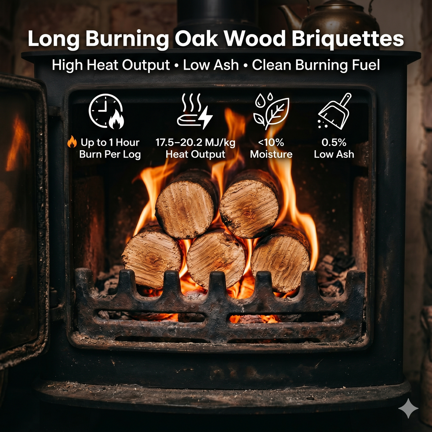 Heat Logs Wood Briquettes – 20kg Eco Hardwood Fuel Logs for Wood Burners, Stoves & Fire Pits | Fuel Lodge Long Burning Smokeless Heat Logs