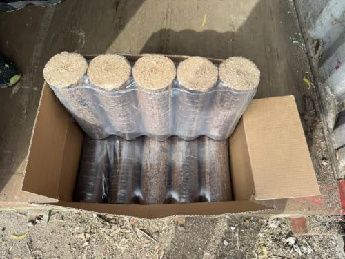 Wood briquettes packed in a box